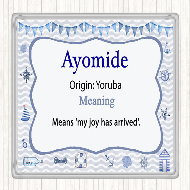 Ayomide Name Meaning Drinks Mat Coaster Nautical