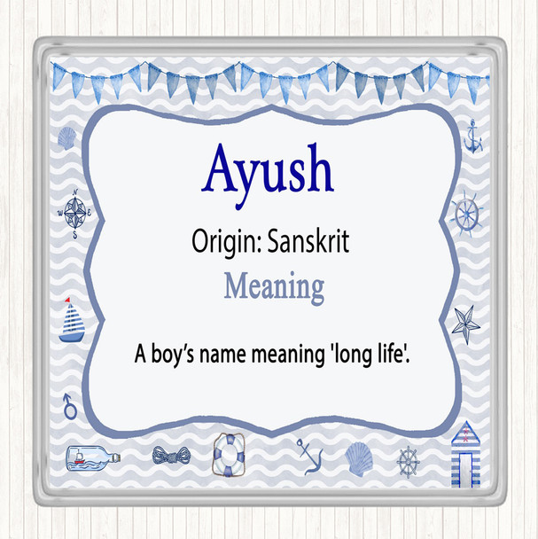 Ayush Name Meaning Drinks Mat Coaster Nautical