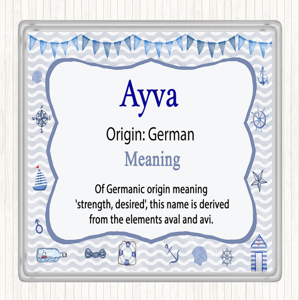 Ayva Name Meaning Drinks Mat Coaster Nautical