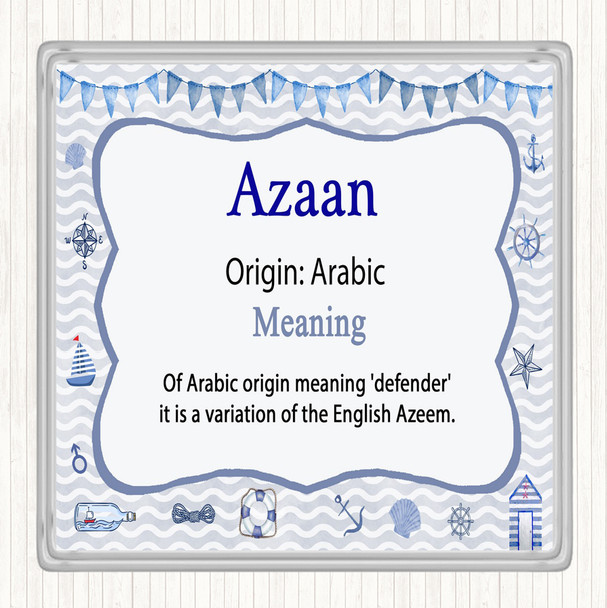 Azaan Name Meaning Drinks Mat Coaster Nautical