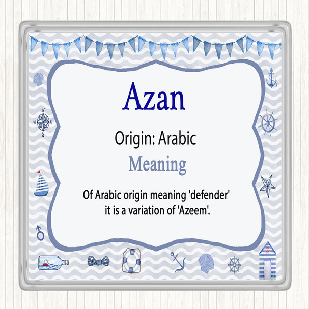 Azan Name Meaning Drinks Mat Coaster Nautical