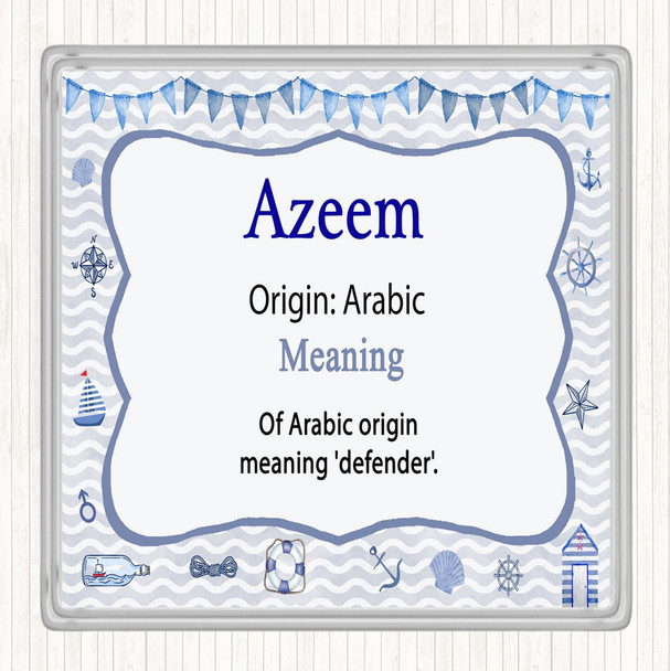 Azeem Name Meaning Drinks Mat Coaster Nautical