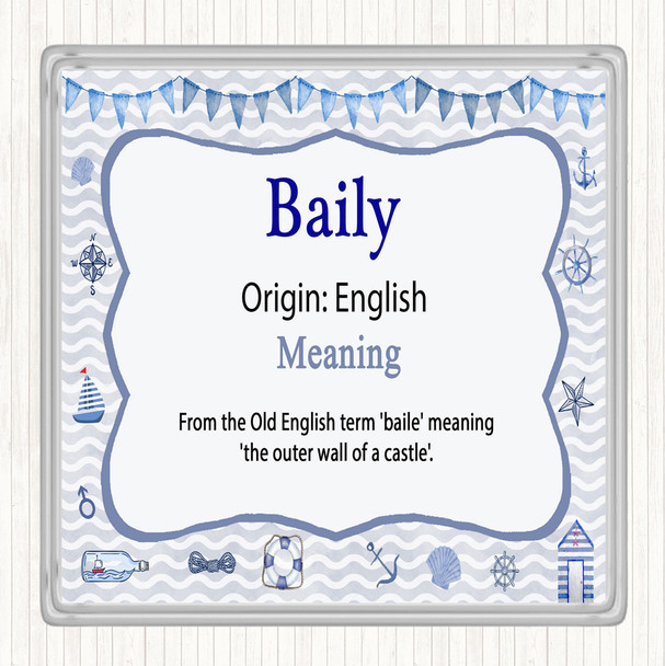 Baily Name Meaning Drinks Mat Coaster Nautical