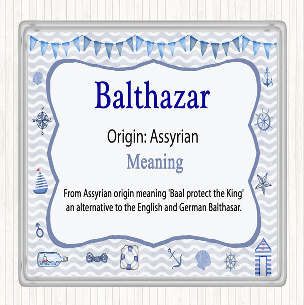 Balthazar Name Meaning Drinks Mat Coaster Nautical