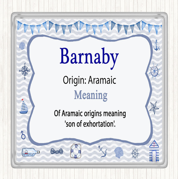 Barnaby Name Meaning Drinks Mat Coaster Nautical