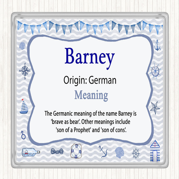 Barney Name Meaning Drinks Mat Coaster Nautical