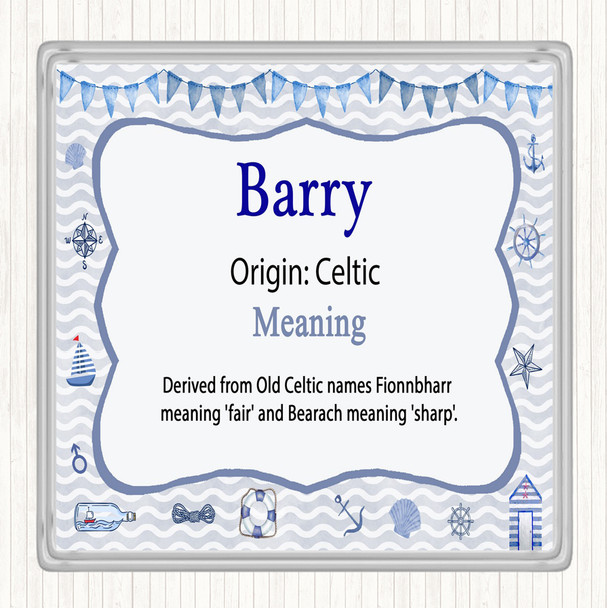 Barry Name Meaning Drinks Mat Coaster Nautical