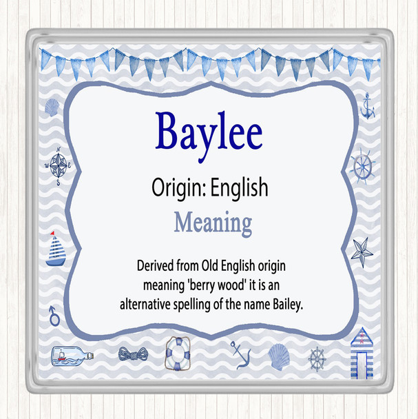 Baylee Name Meaning Drinks Mat Coaster Nautical