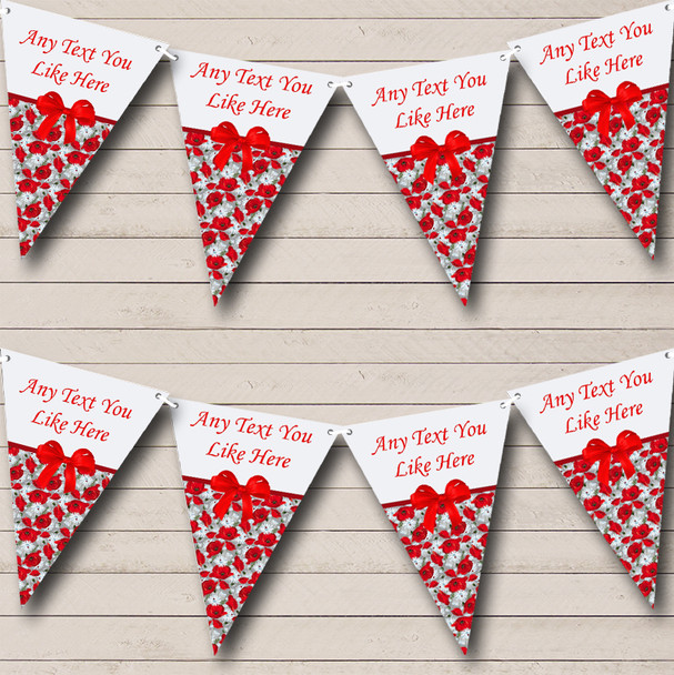 Red Poppy Shabby Chic Vintage Personalised Engagement Party Bunting