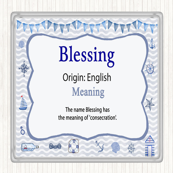 Blessing Name Meaning Drinks Mat Coaster Nautical