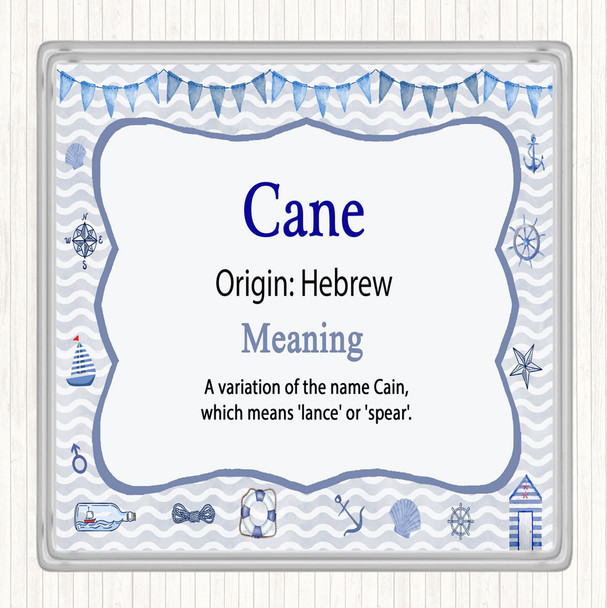 Cane Name Meaning Drinks Mat Coaster Nautical