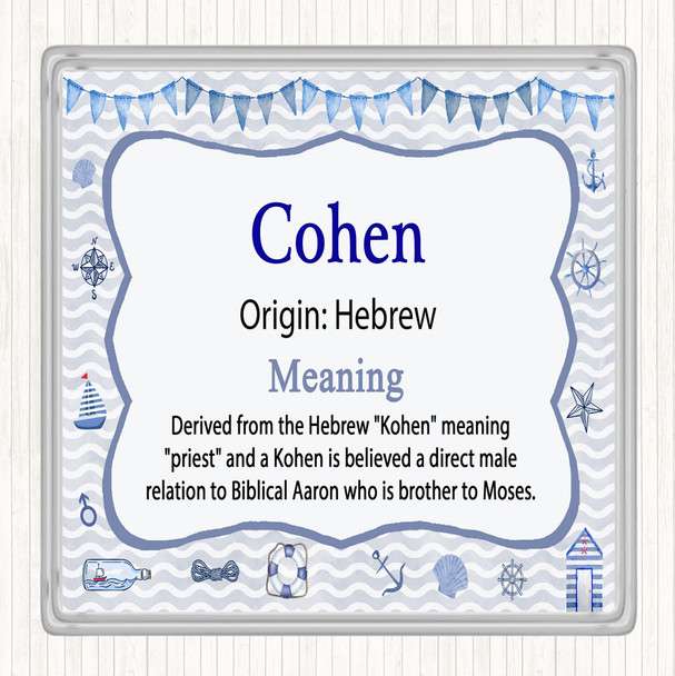 Cohen Name Meaning Drinks Mat Coaster Nautical