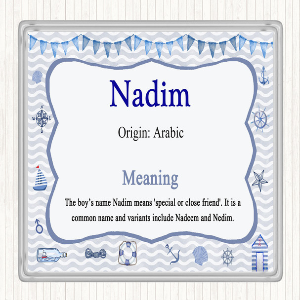 Nadim Name Meaning Drinks Mat Coaster Nautical