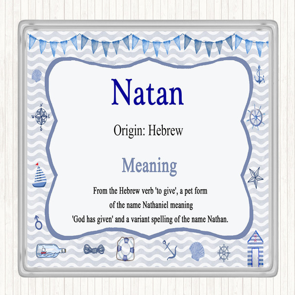 Natan Name Meaning Drinks Mat Coaster Nautical