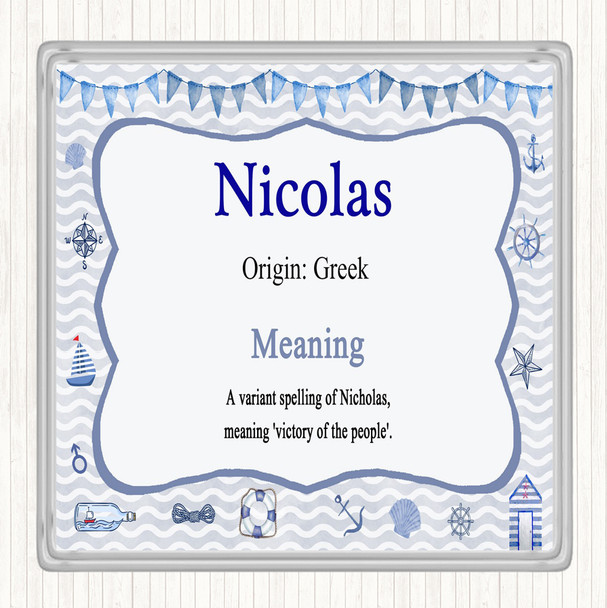 Nicolas Name Meaning Drinks Mat Coaster Nautical