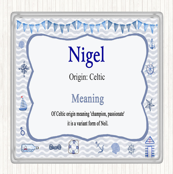 Nigel Name Meaning Drinks Mat Coaster Nautical
