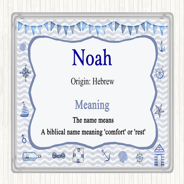 Noah Name Meaning Drinks Mat Coaster Nautical