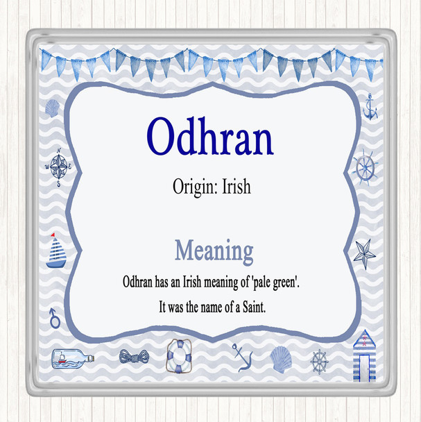 Odhran Name Meaning Drinks Mat Coaster Nautical