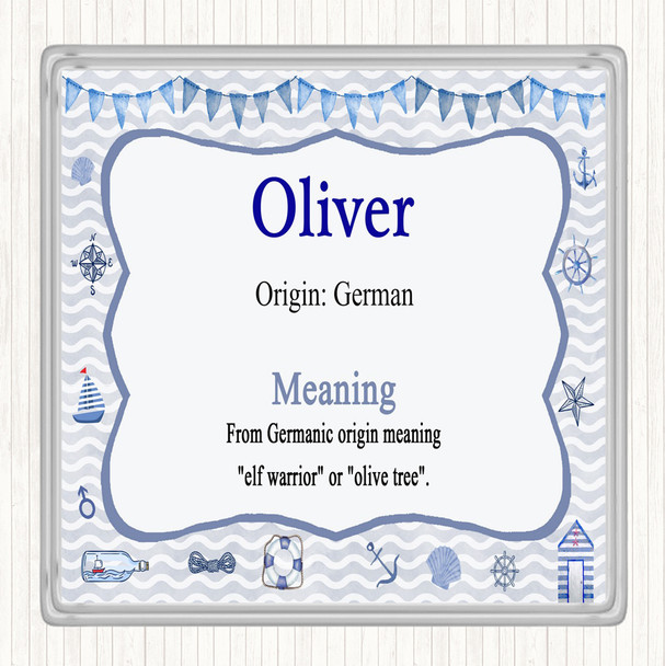 Oliver Name Meaning Drinks Mat Coaster Nautical