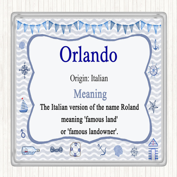 Orlando Name Meaning Drinks Mat Coaster Nautical