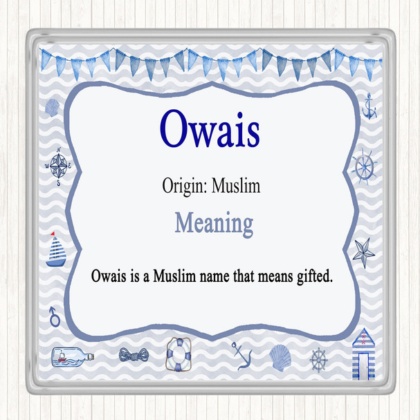 Owais Name Meaning Drinks Mat Coaster Nautical