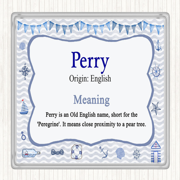 Perry Name Meaning Drinks Mat Coaster Nautical