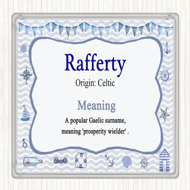 Rafferty Name Meaning Drinks Mat Coaster Nautical