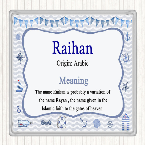 Raihan Name Meaning Drinks Mat Coaster Nautical