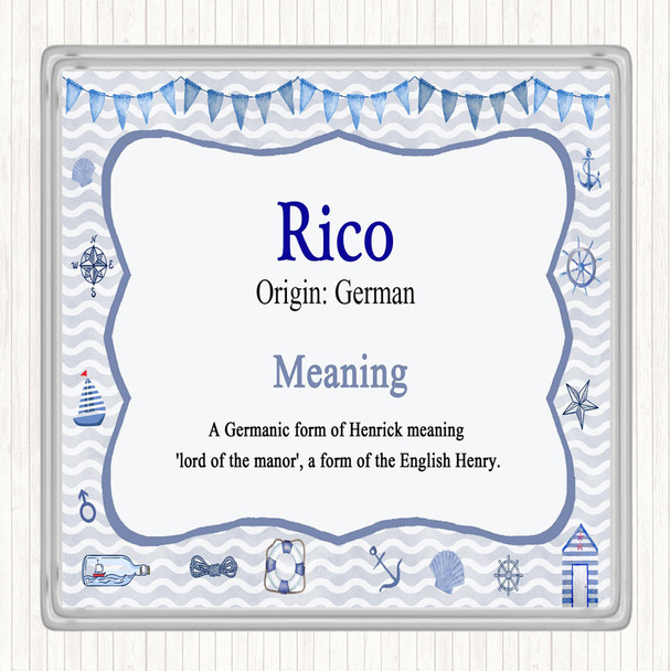 Rico Name Meaning Drinks Mat Coaster Nautical