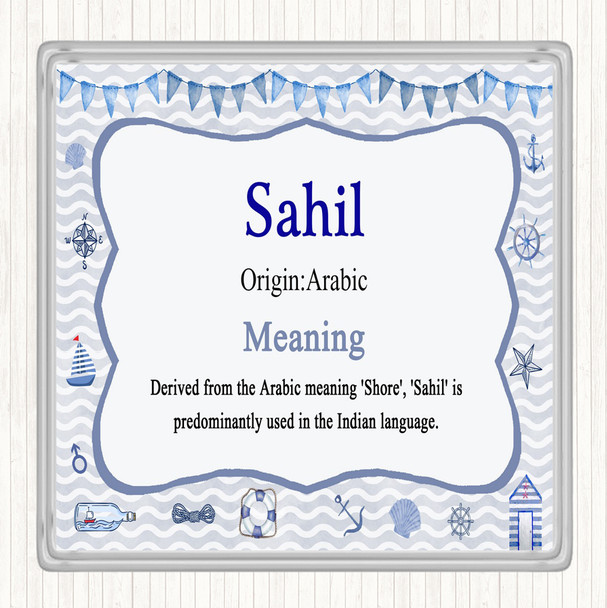 Sahil Name Meaning Drinks Mat Coaster Nautical