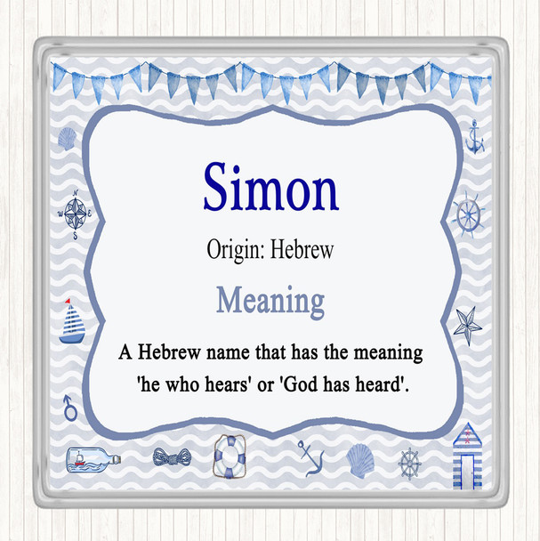 Simon Name Meaning Drinks Mat Coaster Nautical