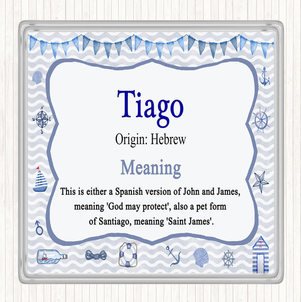 Tiago Name Meaning Drinks Mat Coaster Nautical