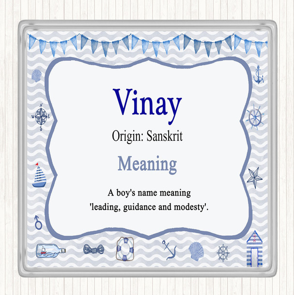 Vinay Name Meaning Drinks Mat Coaster Nautical