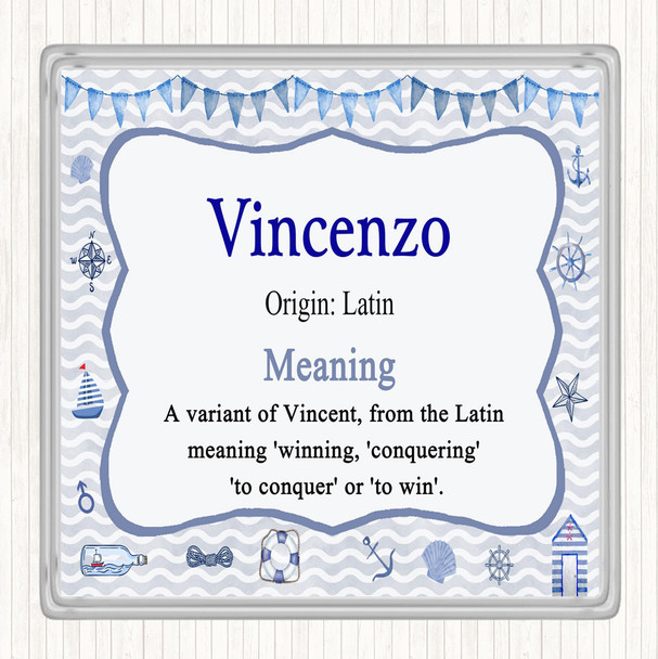 Vincenzo Name Meaning Drinks Mat Coaster Nautical