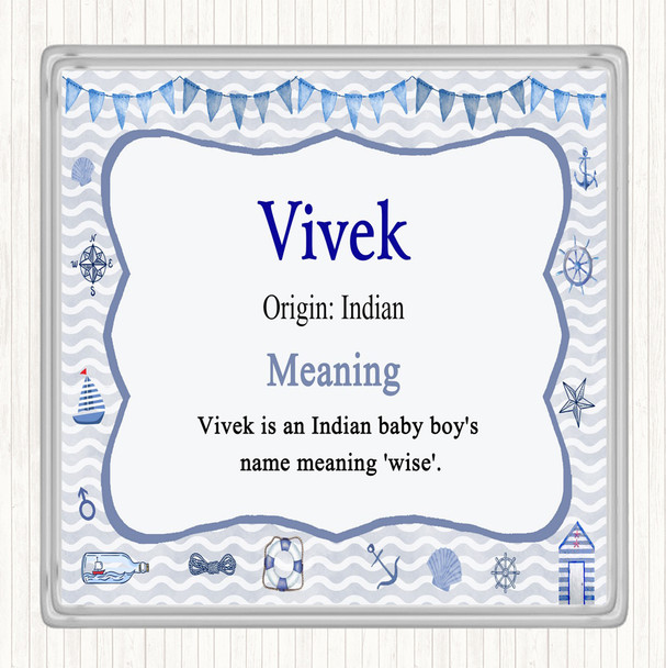 Vivek Name Meaning Drinks Mat Coaster Nautical