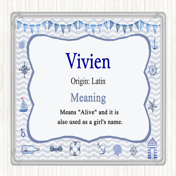 Vivien Name Meaning Drinks Mat Coaster Nautical