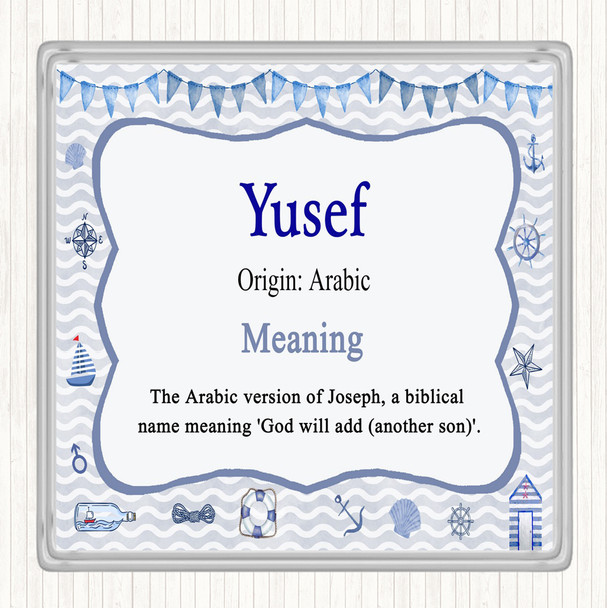 Yusef Name Meaning Drinks Mat Coaster Nautical