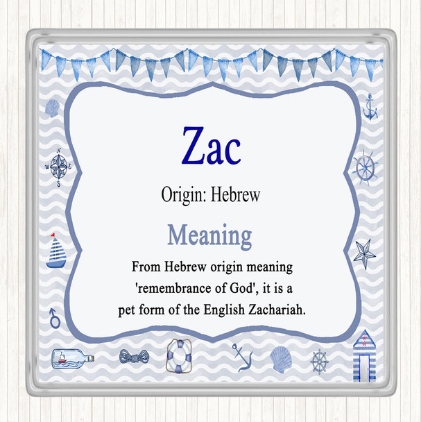 Zac Name Meaning Drinks Mat Coaster Nautical