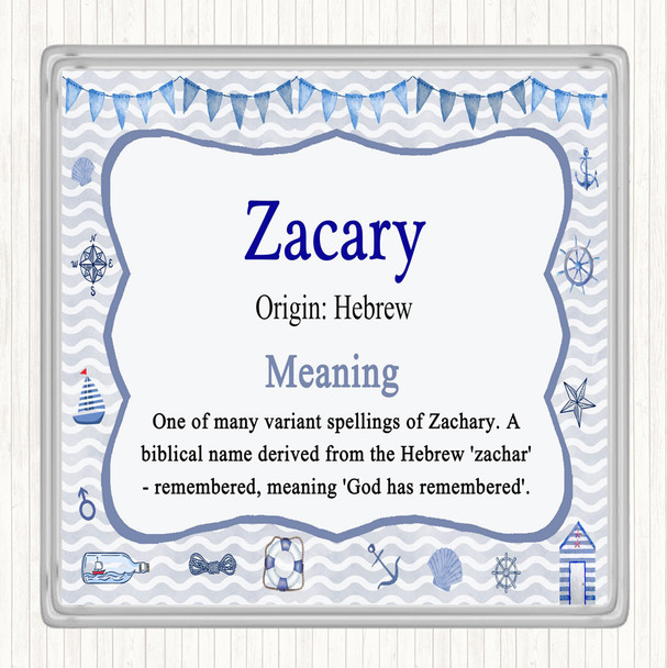Zacary Name Meaning Drinks Mat Coaster Nautical