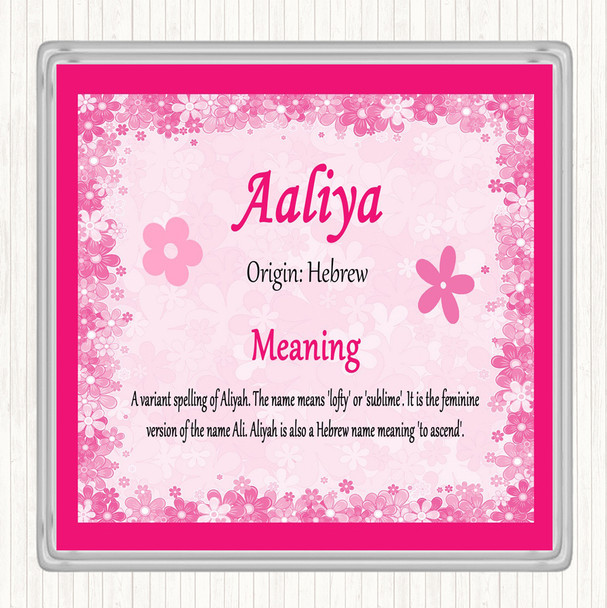 Aaliya Name Meaning Drinks Mat Coaster Pink