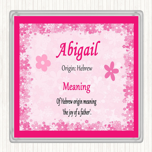 Abigail Name Meaning Drinks Mat Coaster Pink