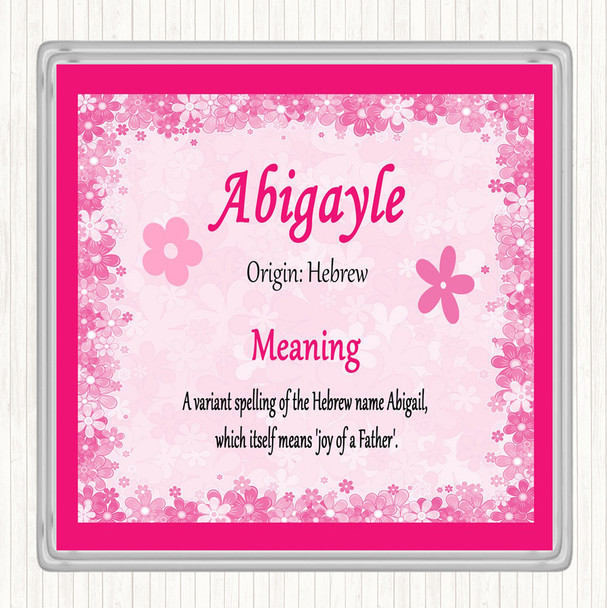 Abigayle Name Meaning Drinks Mat Coaster Pink