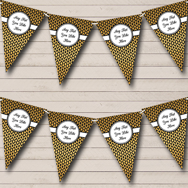 Diamond Pattern Black And Gold Personalised Engagement Party Bunting