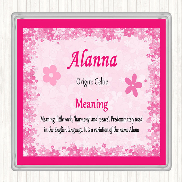 Alanna Name Meaning Drinks Mat Coaster Pink