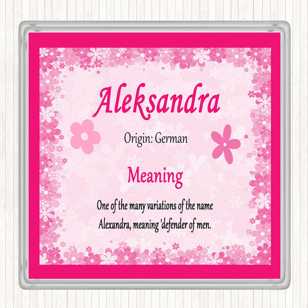 Aleksandra Name Meaning Drinks Mat Coaster Pink