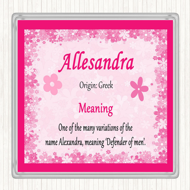 Alessandra Name Meaning Drinks Mat Coaster Pink