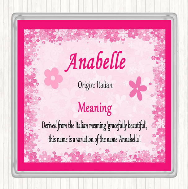 Anabelle Name Meaning Drinks Mat Coaster Pink