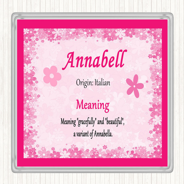 Annabell Name Meaning Drinks Mat Coaster Pink