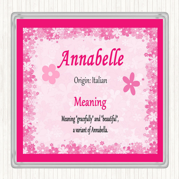 Annabelle Name Meaning Drinks Mat Coaster Pink
