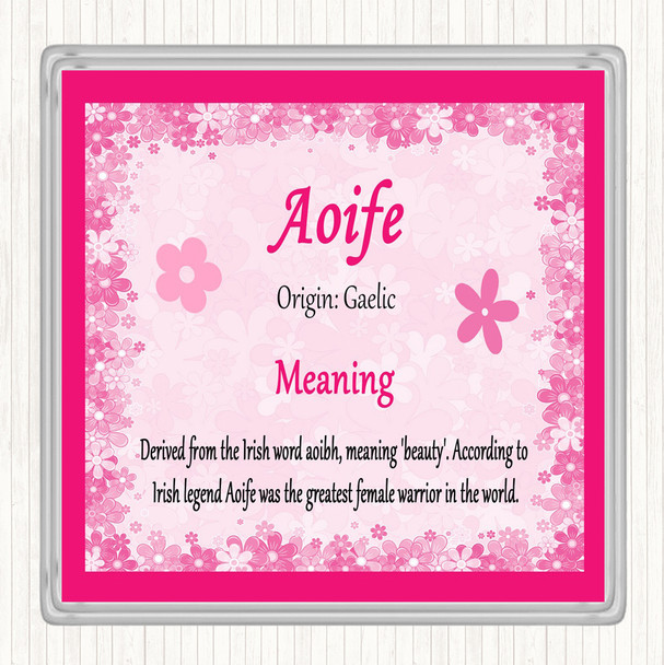 Aoife Name Meaning Drinks Mat Coaster Pink